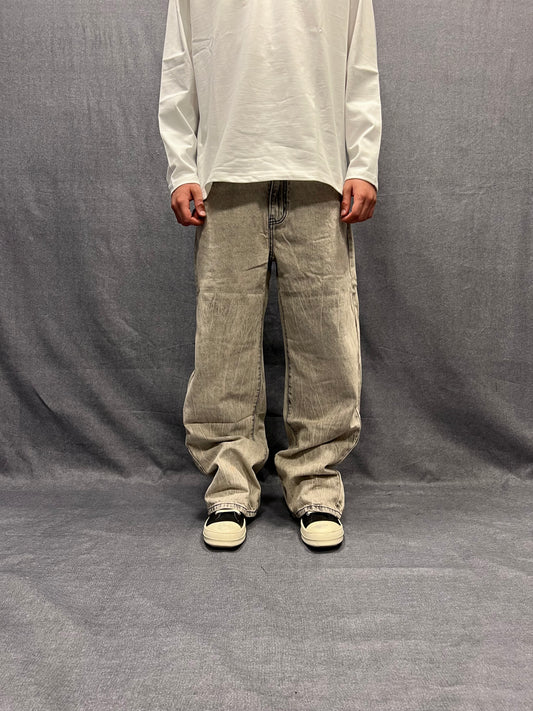 JEANS BALLOON FIT GRIGI ACID WASH CON VENATURE