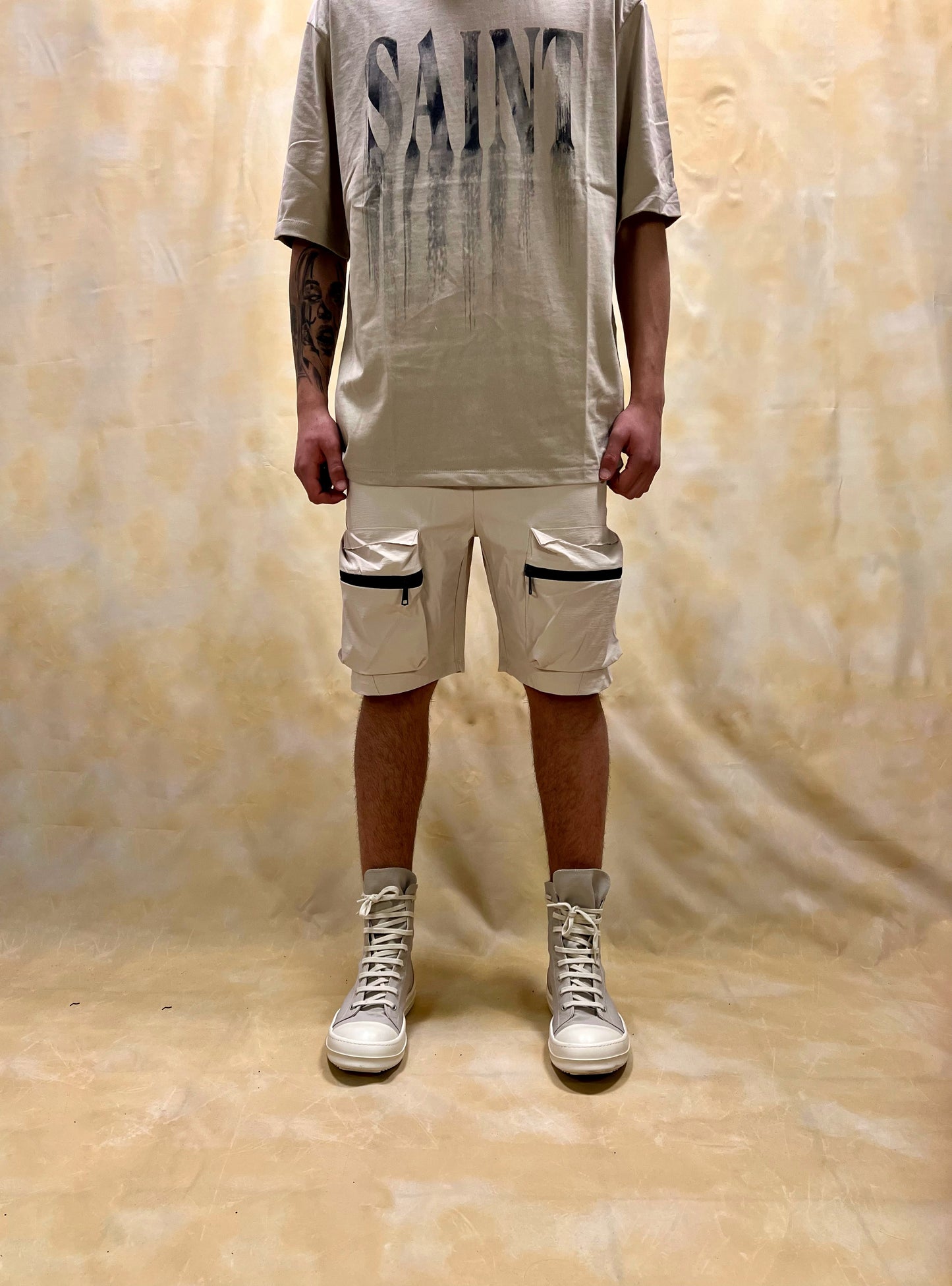 BERMUDA JOGGING BEIGE CON STRUTTURA RIPSTOP