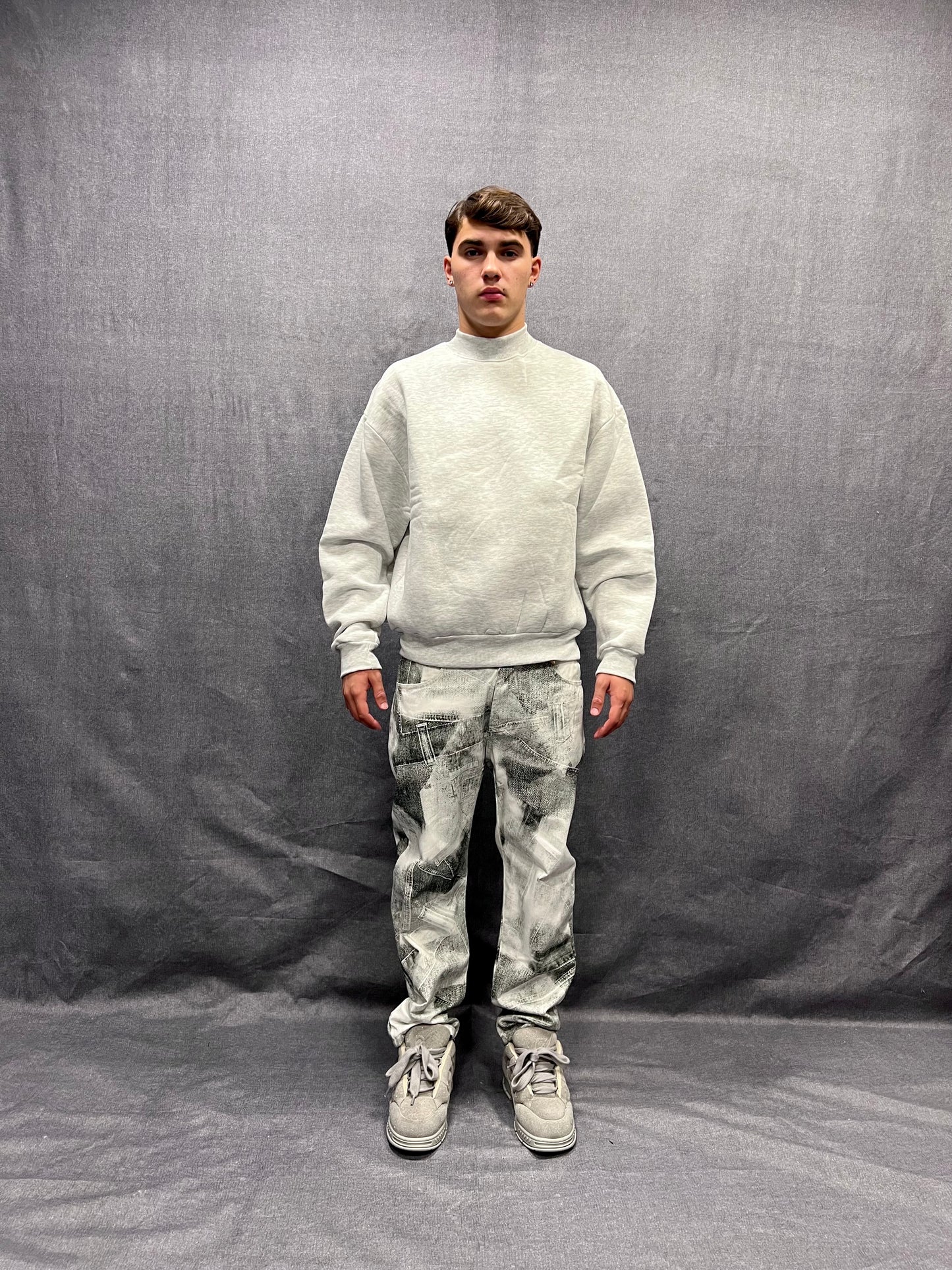 FELPA CREW NECK BOXY FIT GRIGIA