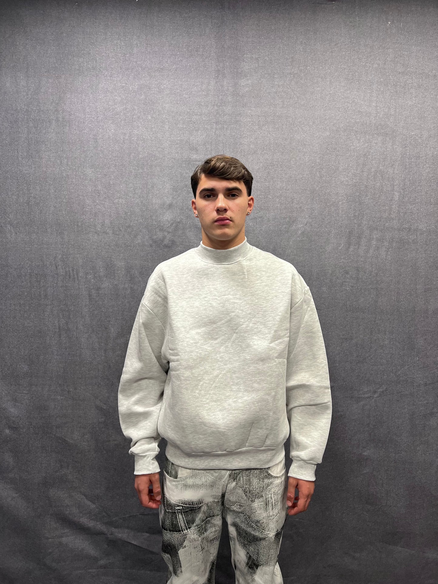 FELPA CREW NECK BOXY FIT GRIGIA