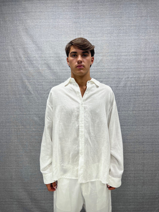 COORDINATO RELAXED FIT BIANCO IN LINO