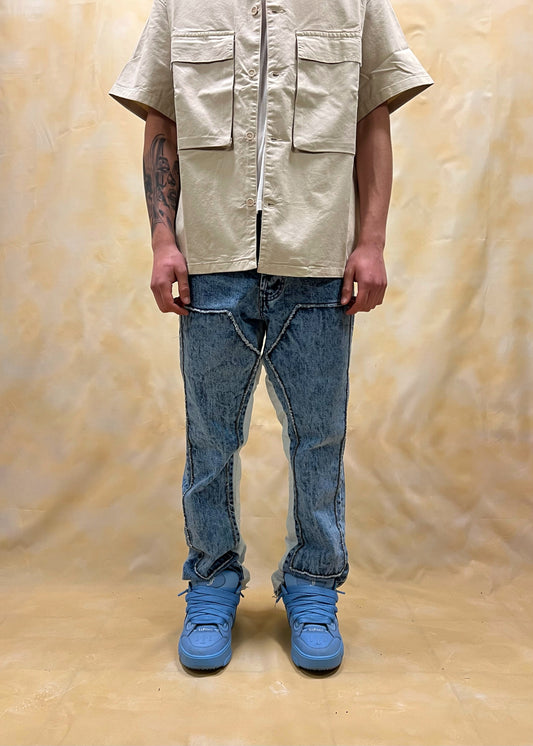 JEANS CARPENTER FLARE FIT LAVAGGIO STONE CON BANDE