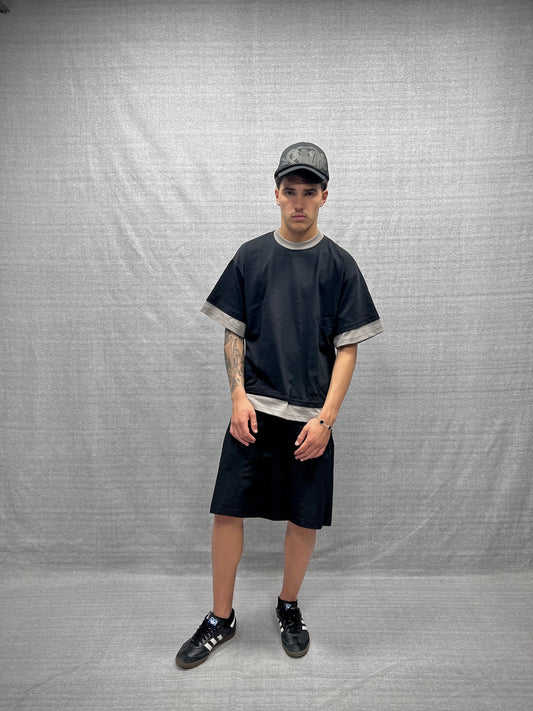 BLACK REGULAR FIT CARPENTER SHORTS