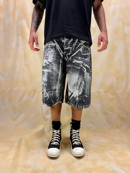 BERMUDA JORTS NERI CON STAMPA TROMPE L’ŒIL