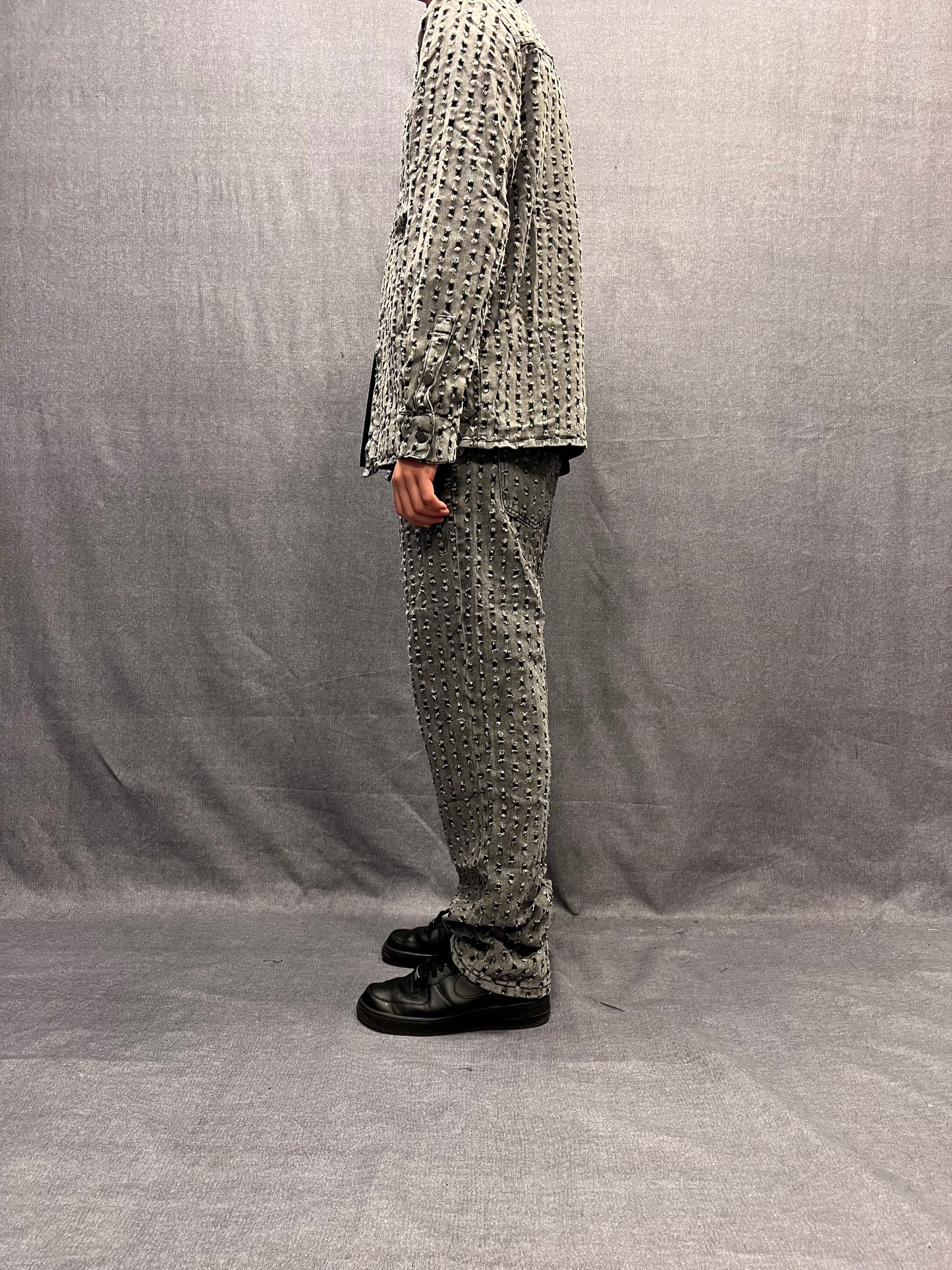 COORDINATO REGULAR FIT GRIGIO CON MICROABRASIONI