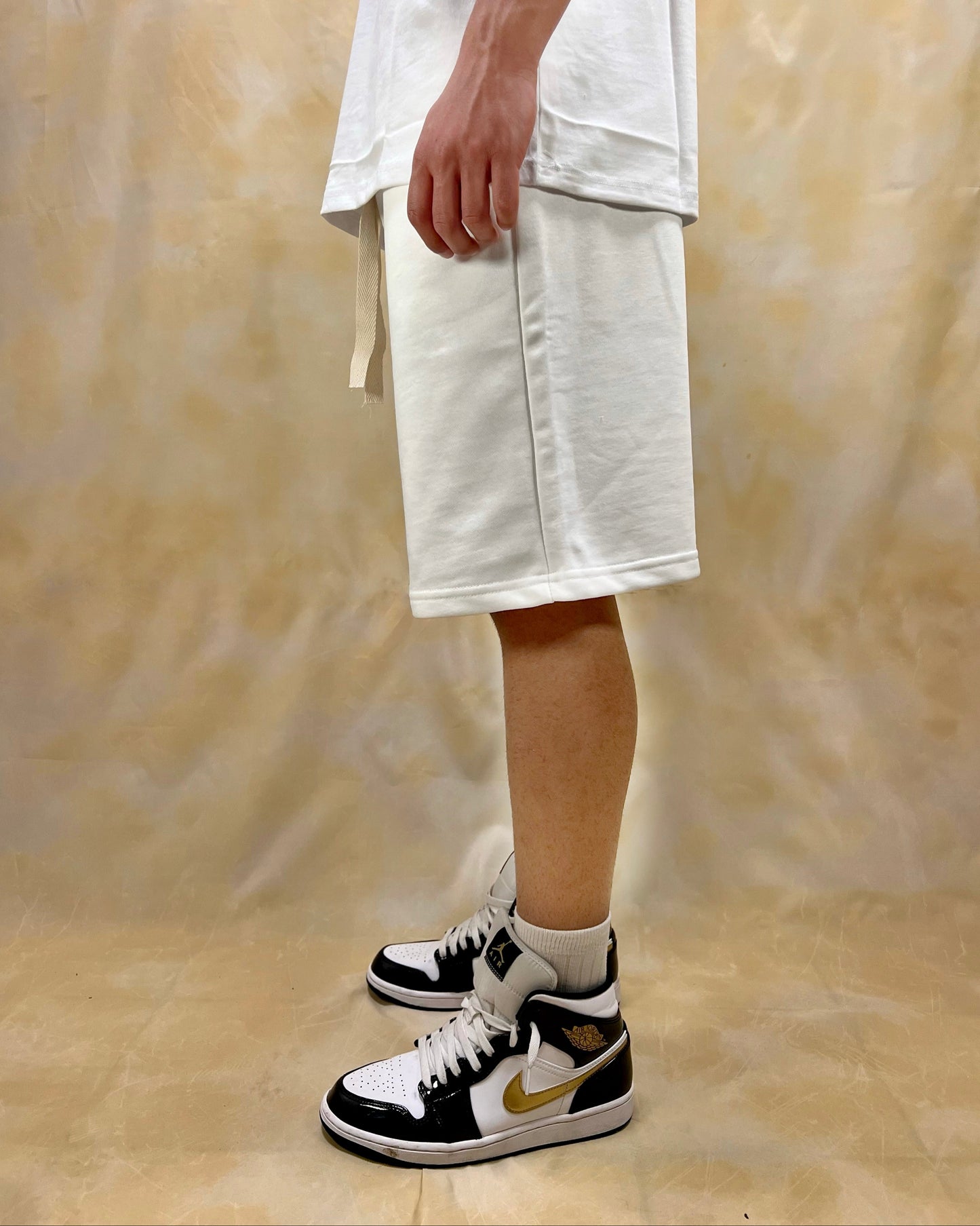BERMUDA JOGGING RELAXED FIT BIANCHI IN COTONE FRENCH TERRY