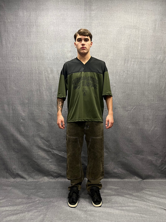 T-SHIRT BOXY FIT VERDE CON STAMPA GRAFICA FOOTBALL AMERICANO