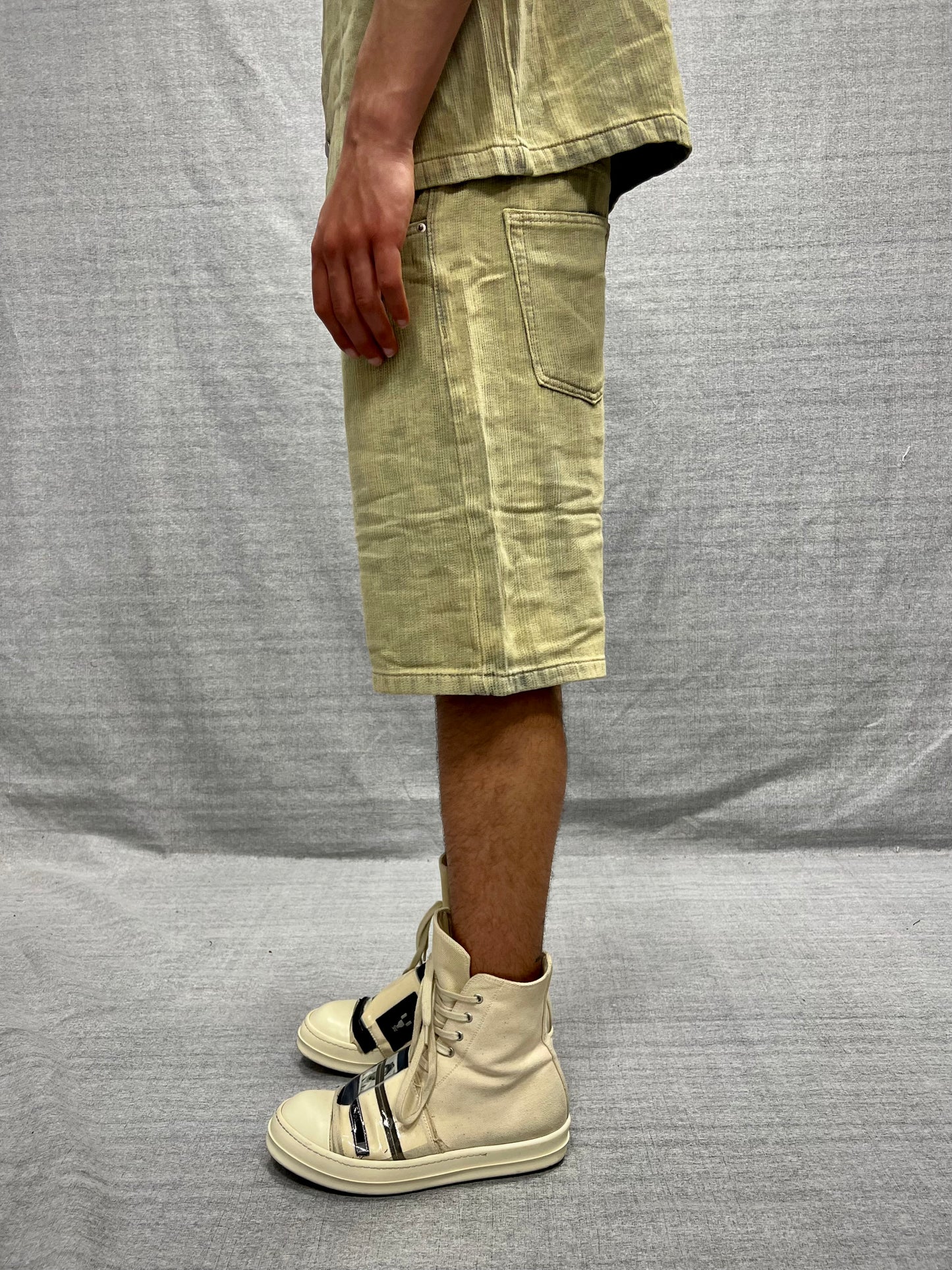 COORDINATO RELAXED FIT BEIGE LAVAGGIO SABBIATO GRAFFIATO IN DENIM