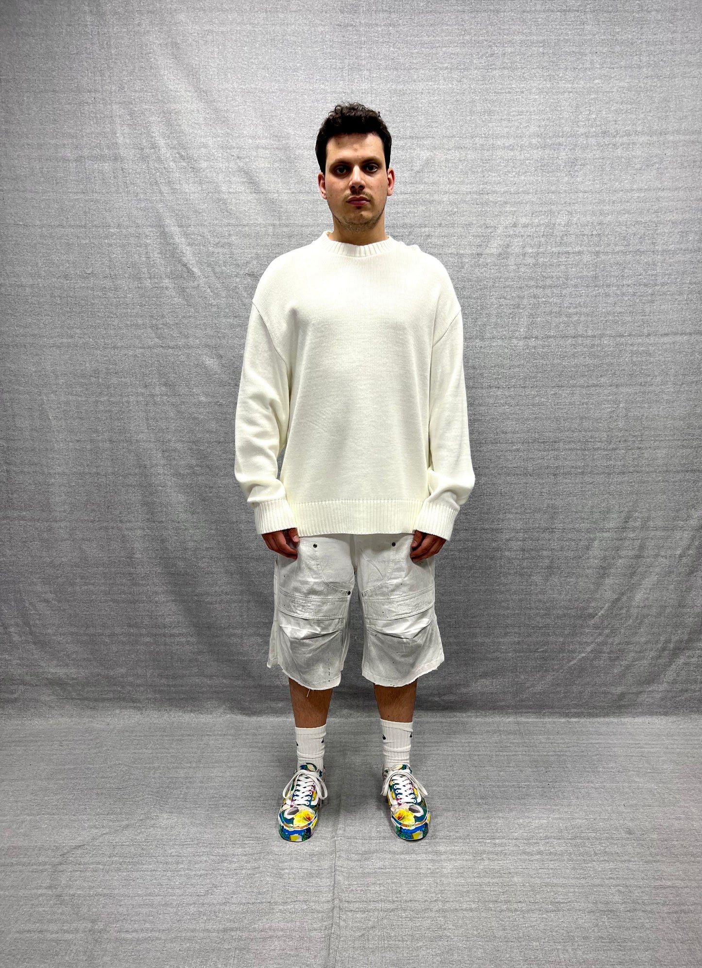 MAGLIONE BOXY FIT BIANCO STRUTTURATO