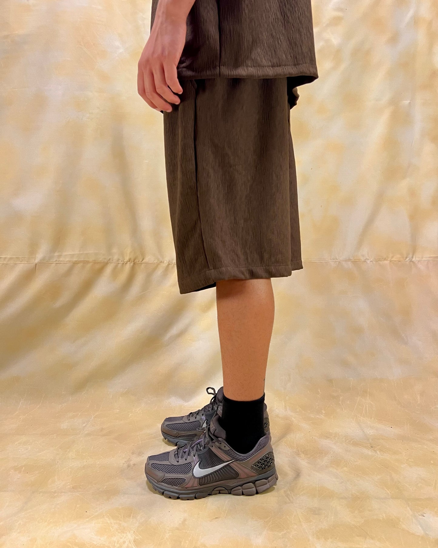 COORDINATO RELAXED FIT MARRONE CON STRUTTURA JACQUARD
