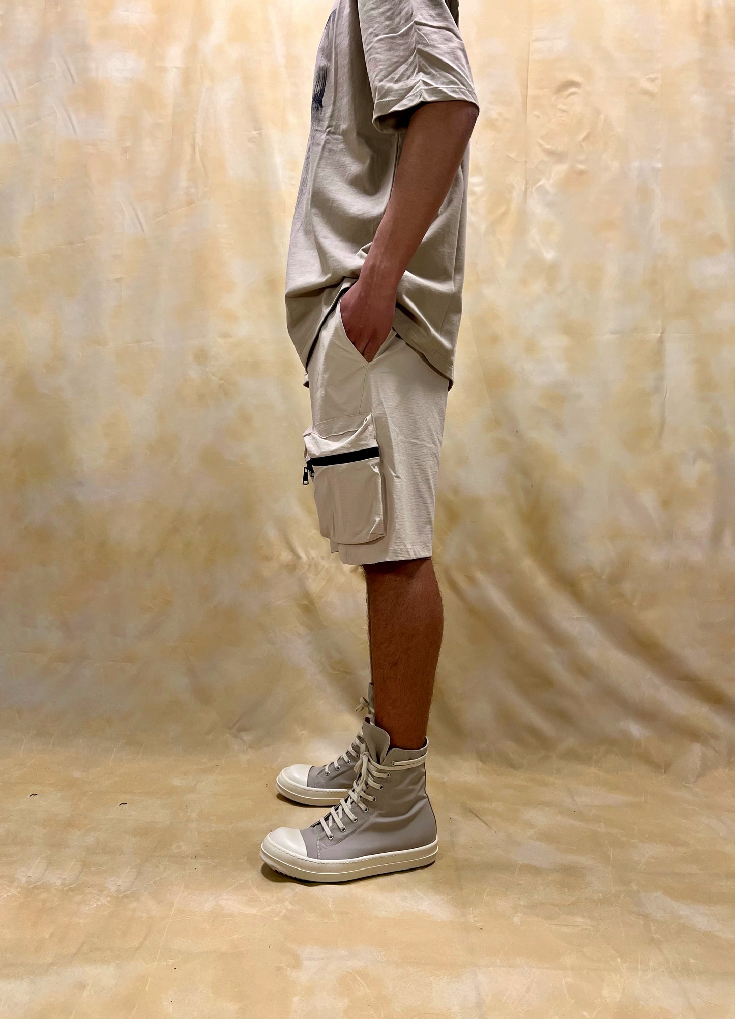 BERMUDA JOGGING CARGO BEIGE CON STRUTTURA RIPSTOP