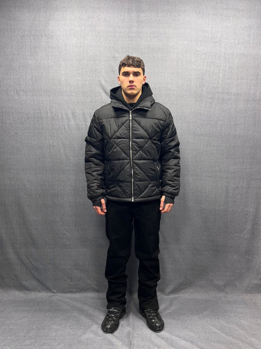 GIUBBINO PUFFER CROP FIT NERO IMBOTTITO TRAPUNTATO