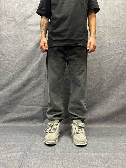 JEANS STRAIGHT FIT NERI LAVAGGIO STONE DÉGRADÉ