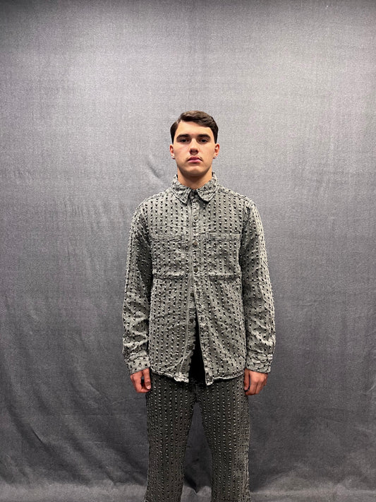 COORDINATO REGULAR FIT GRIGIO CON MICROABRASIONI