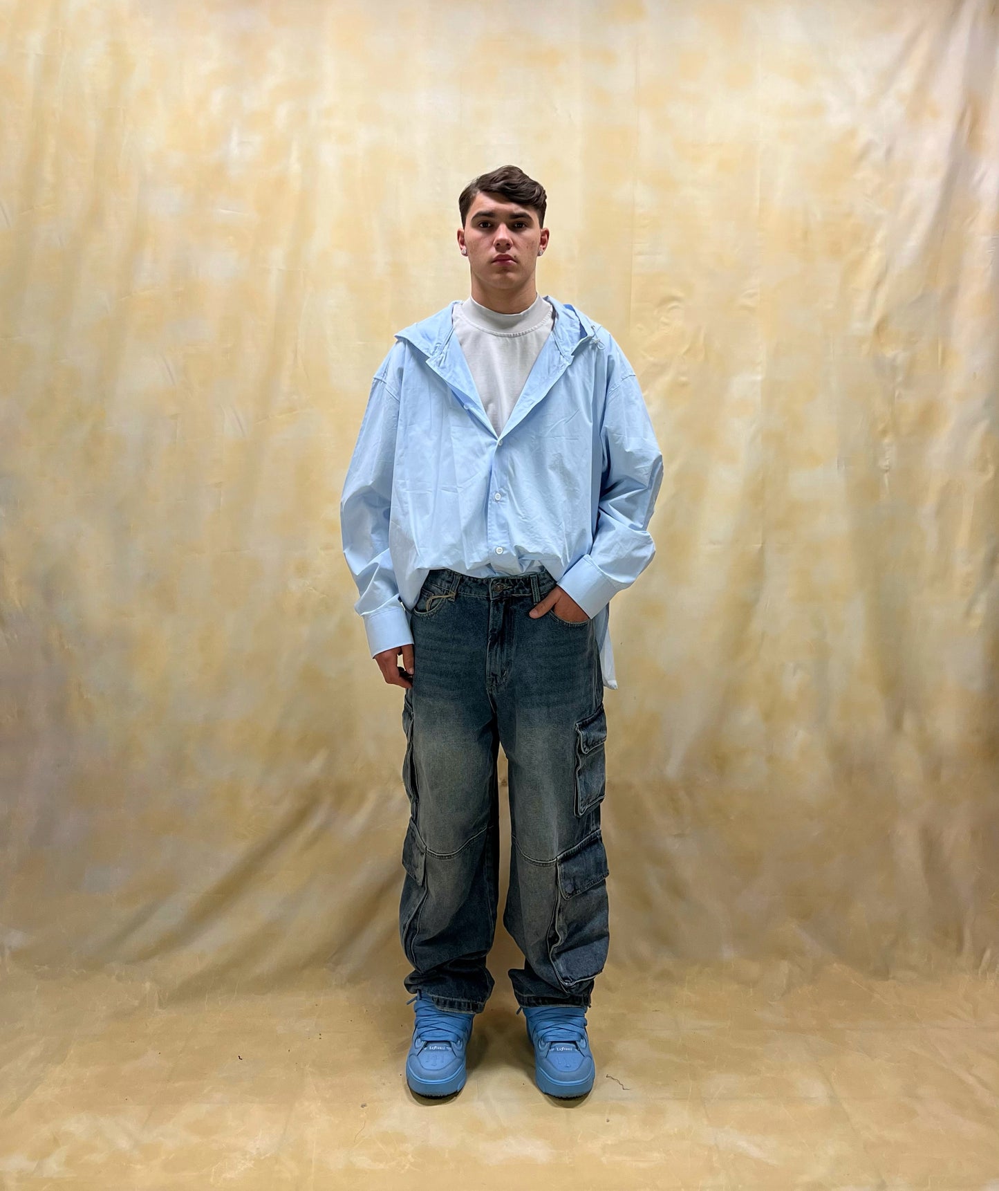 JEANS CARGO BAGGY FIT CON TASCHE UTILITY LAVAGGIO STONE