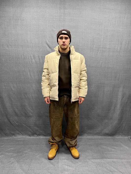 GIUBBINO PUFFER BEIGE IMBOTTITO IN ECOPELLE LUCIDO