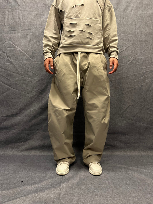 PANTALONI BALLOON FIT TORTORA IN TESSUTO TECNICO