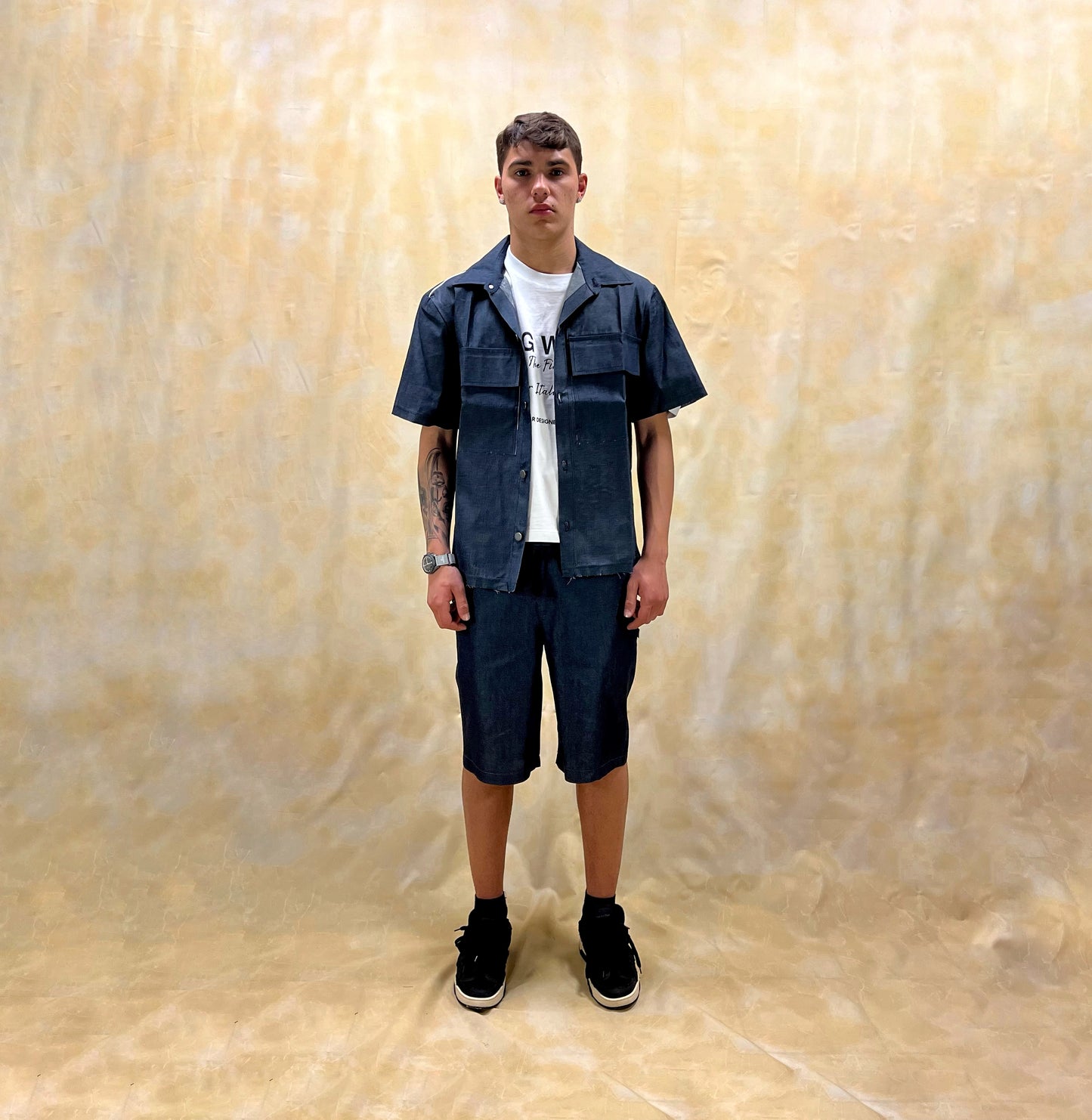 COORDINATO RELAXED FIT IN COTONE CHAMBRAY LAVAGGIO ZERO