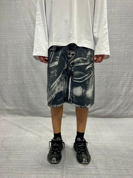 BERMUDA JORTS NERI CON STAMPA TROMPE L’ŒIL