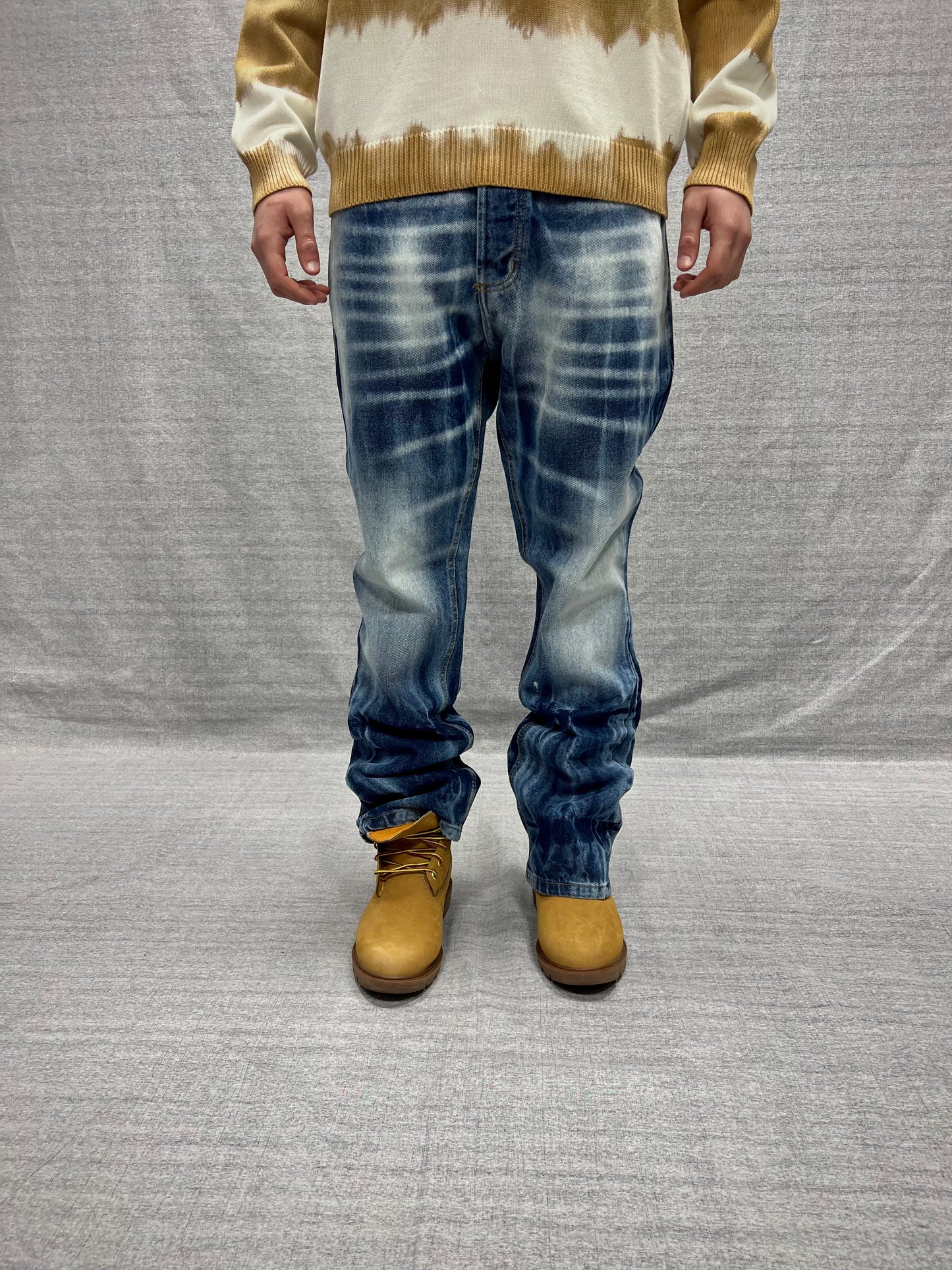 JEANS FLARE FIT BLU INDACO MEDIO LAVAGGIO STONE