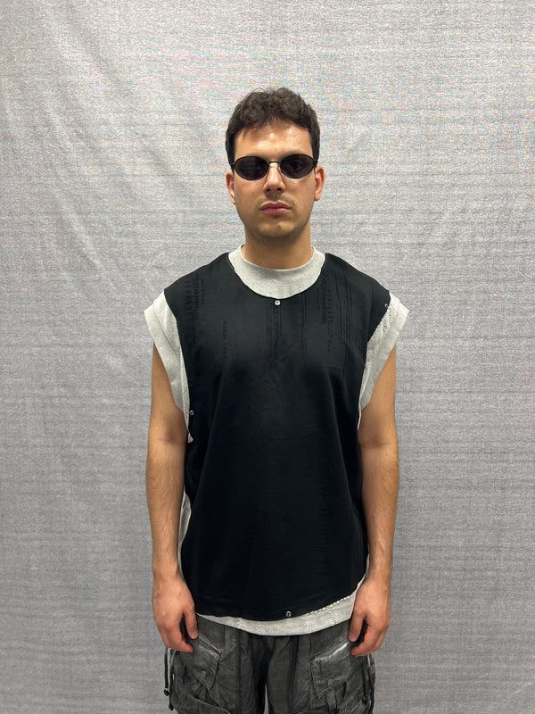 CANOTTA RELAXED FIT NERA E GRIGIA CON MICROABRASIONI