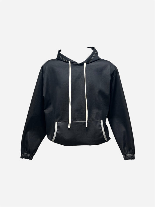 FELPA CROP FIT BLU INDACO IN COTONE CHAMBRAY