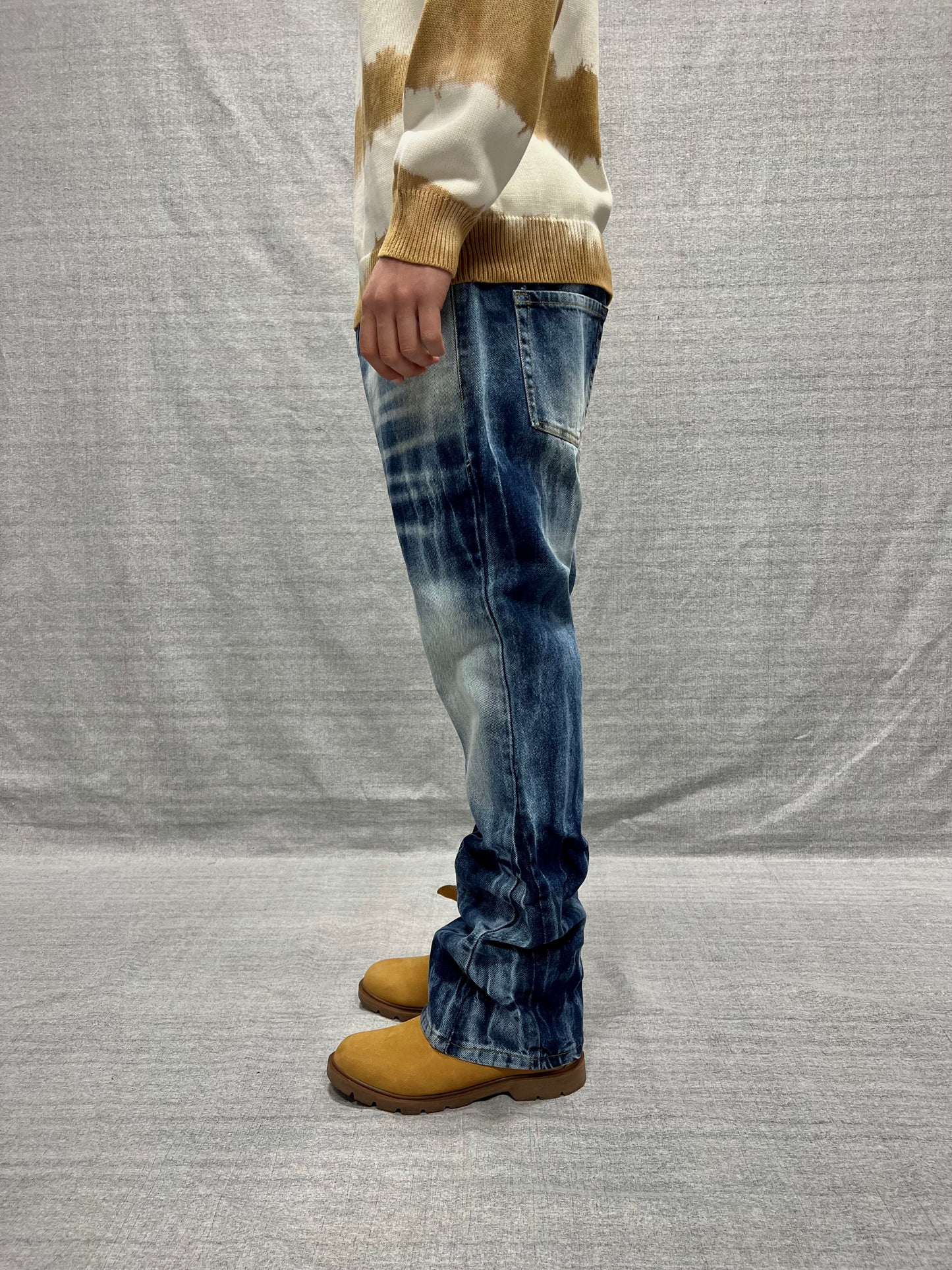 JEANS FLARE FIT BLU INDACO MEDIO LAVAGGIO STONE