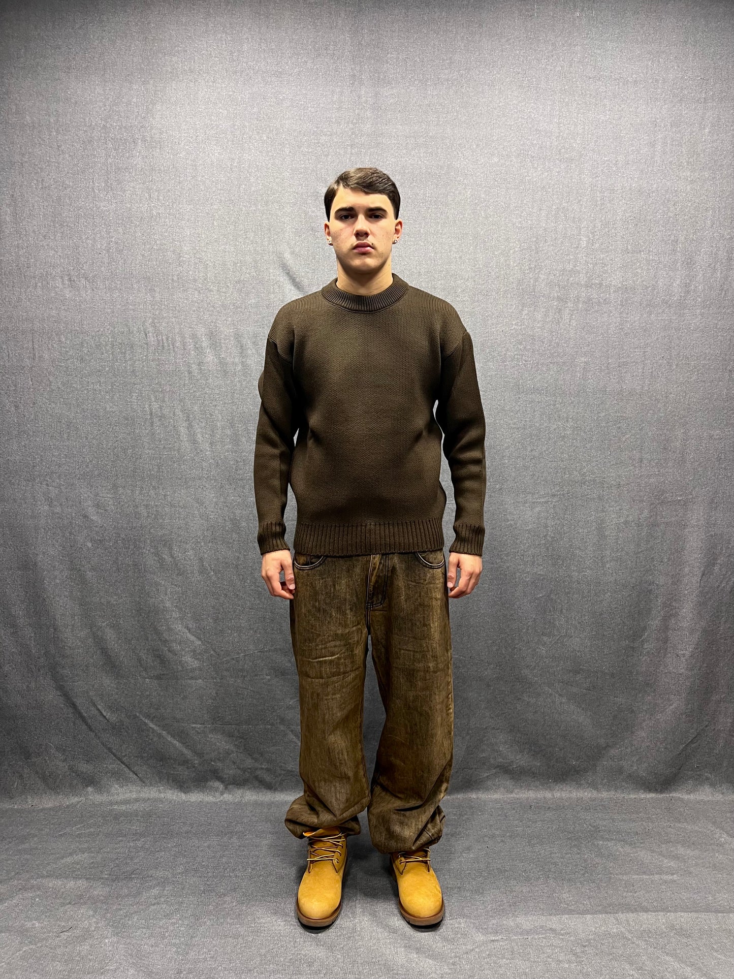 MAGLIONE BOXY FIT MARRONE STRUTTURA