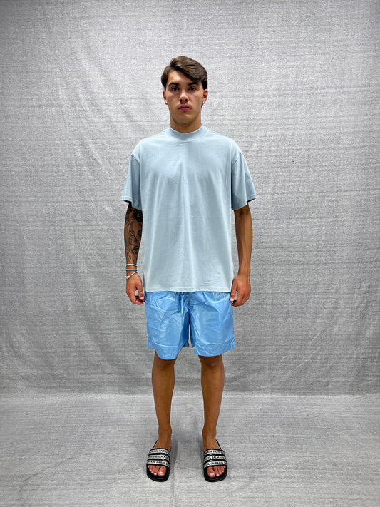 T-SHIRT BOXY FIT AZZURRA CON STAMPA GRAFICA