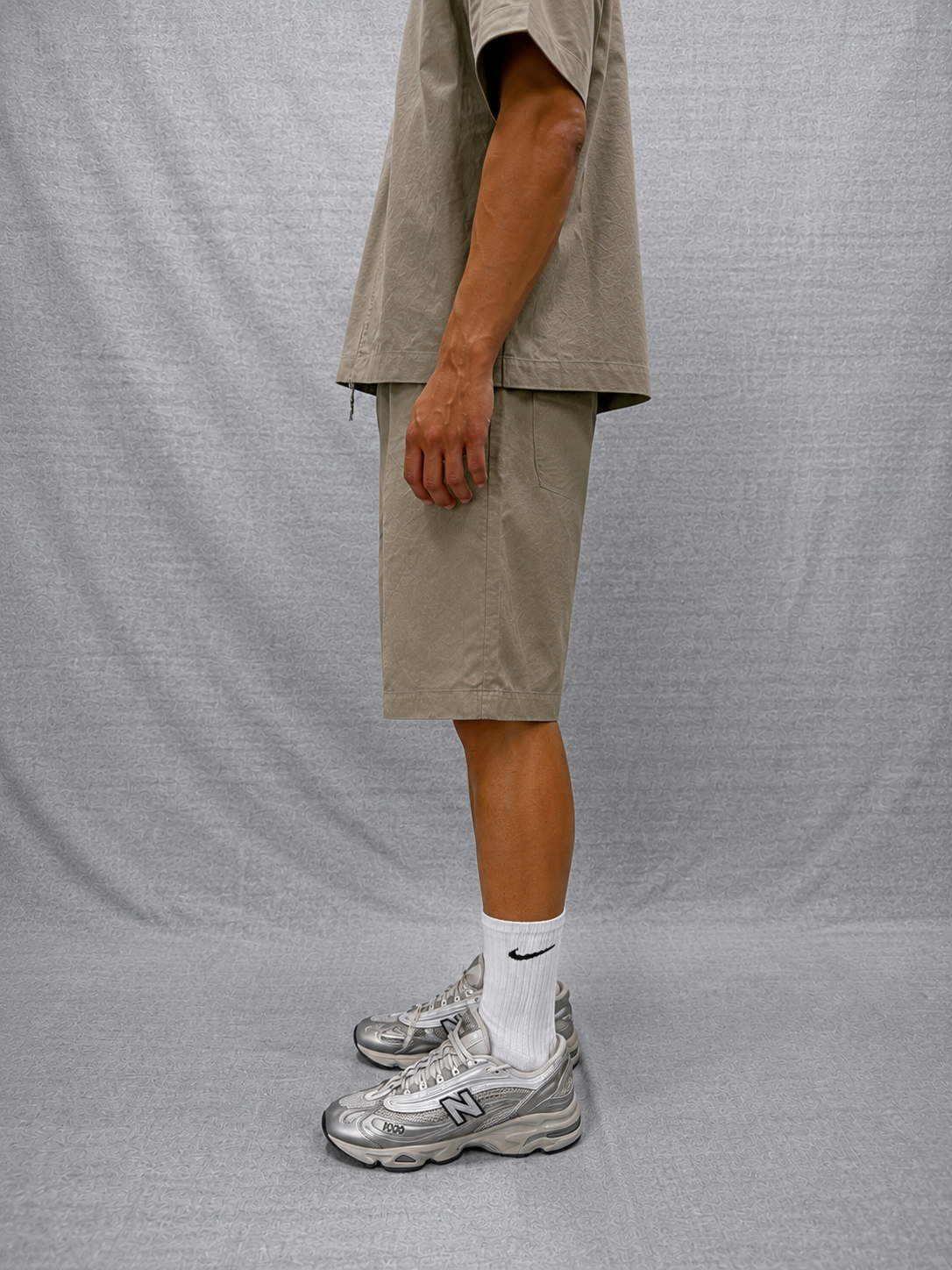 COORDINATO RELAXED FIT BEIGE IN TESSUTO DI COTONE TWILL
