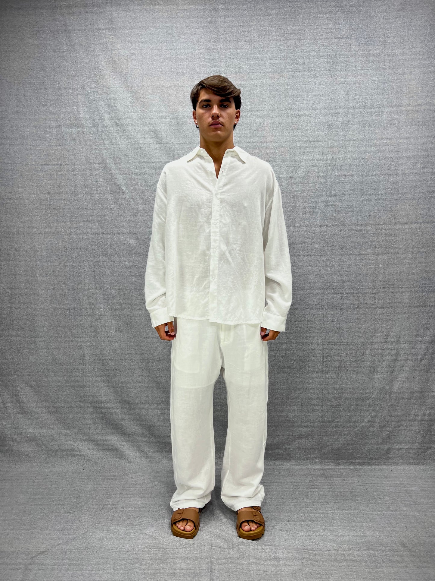 COORDINATO RELAXED FIT BIANCO IN LINO