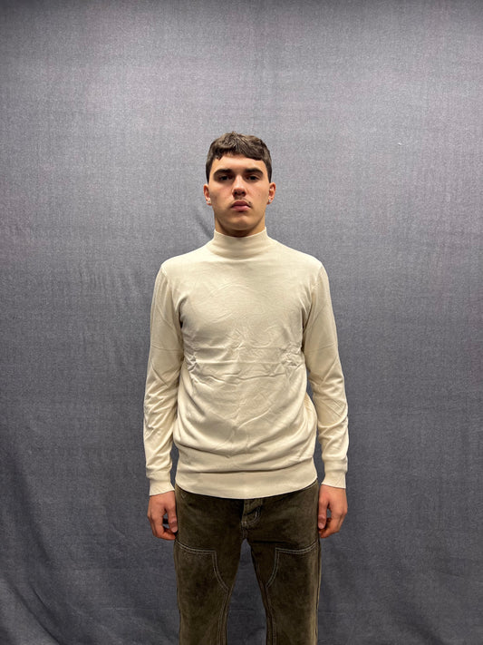 PULLOVER BEIGE A MEZZO COLLO IN MISTO VISCOSA