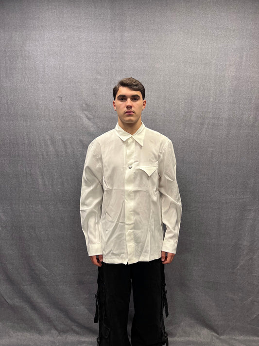 CAMICIA RELAXED FIT BIANCA IN COTONE LUCIDO