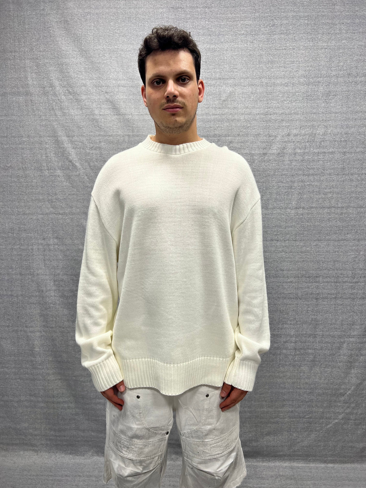 MAGLIONE BOXY FIT BIANCO STRUTTURATO