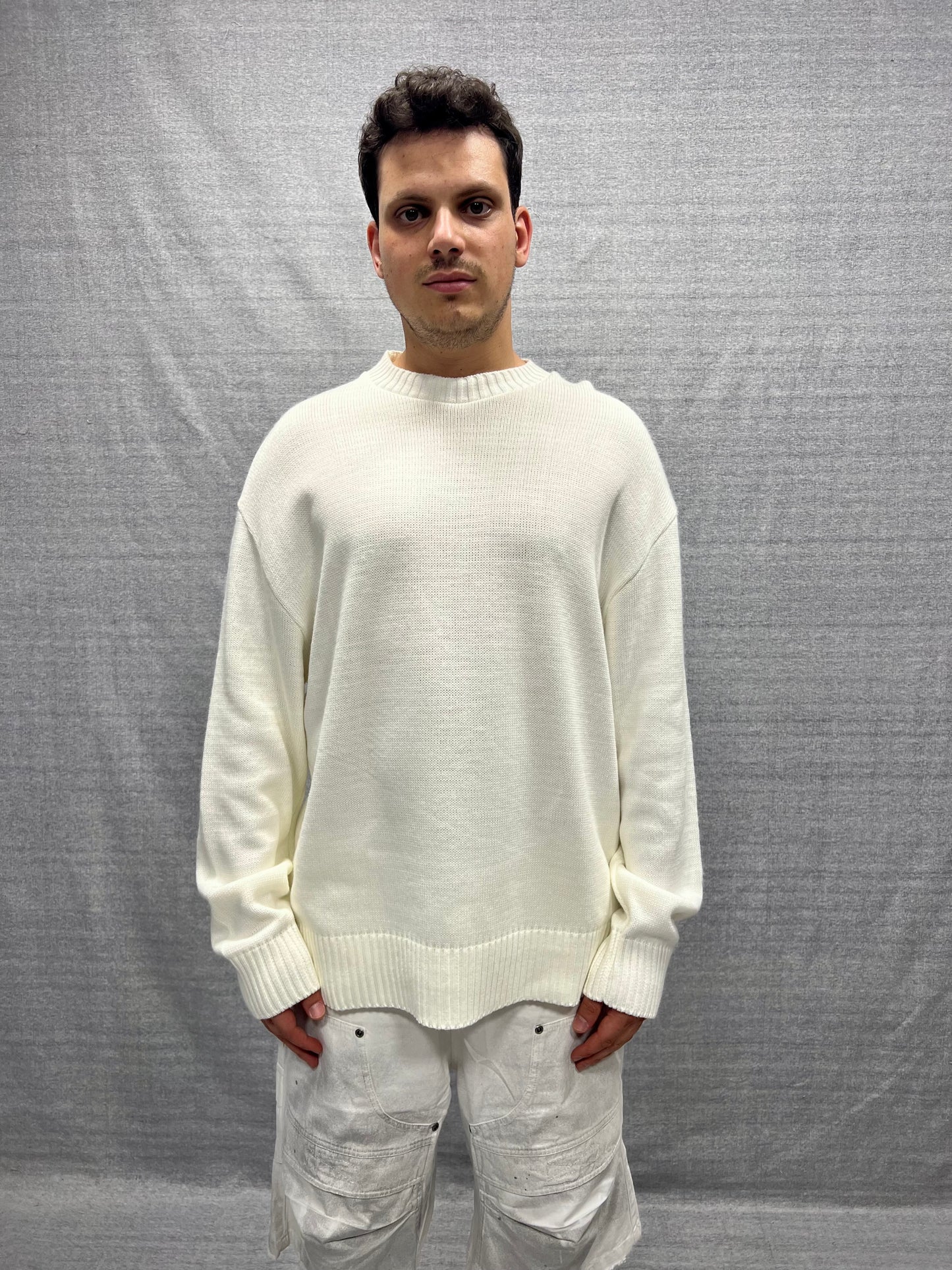 MAGLIONE BOXY FIT BIANCO STRUTTURATO