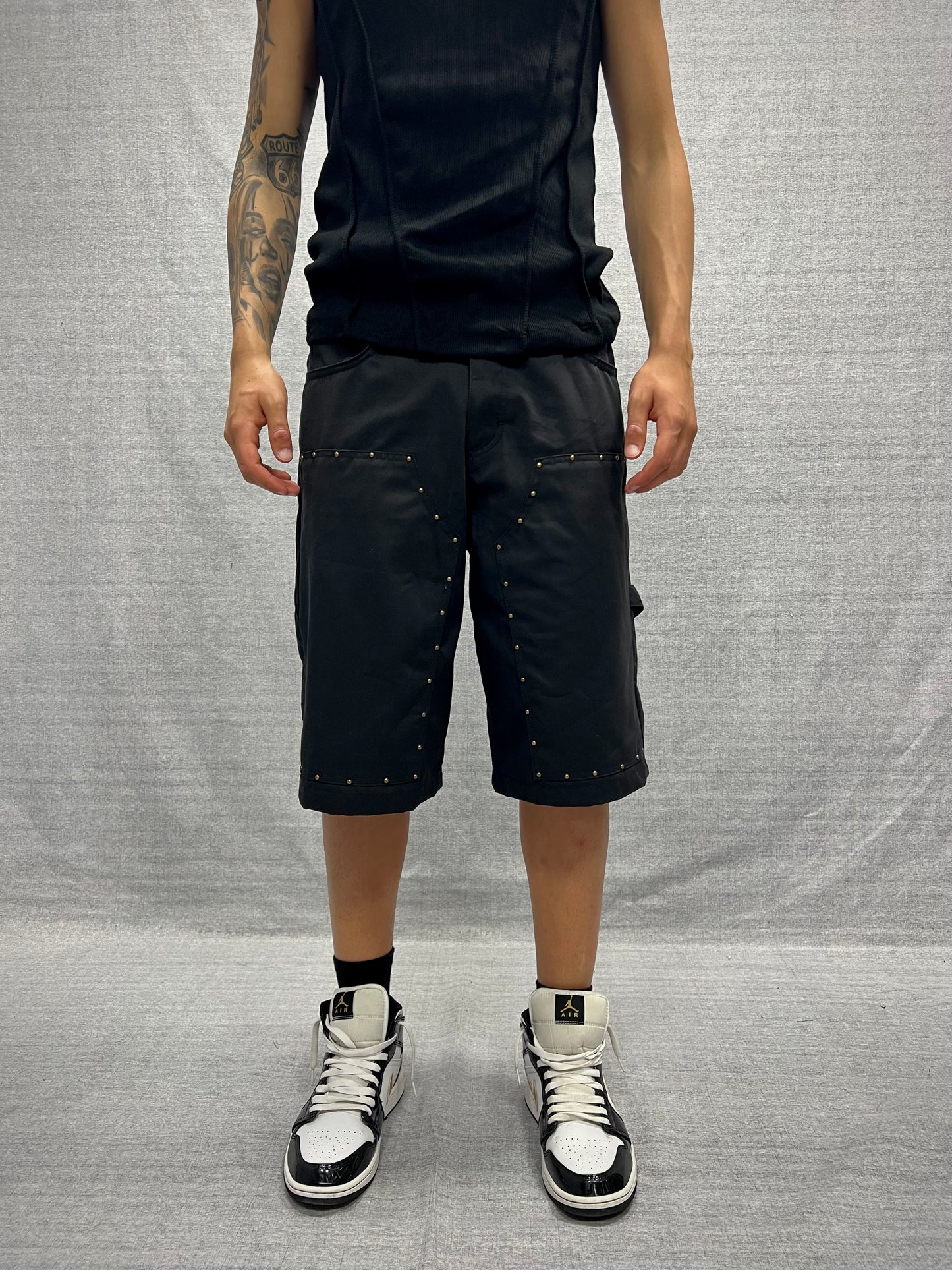 BERMUDA CARPENTER RELAXED FIT NERI CON BORCHIE