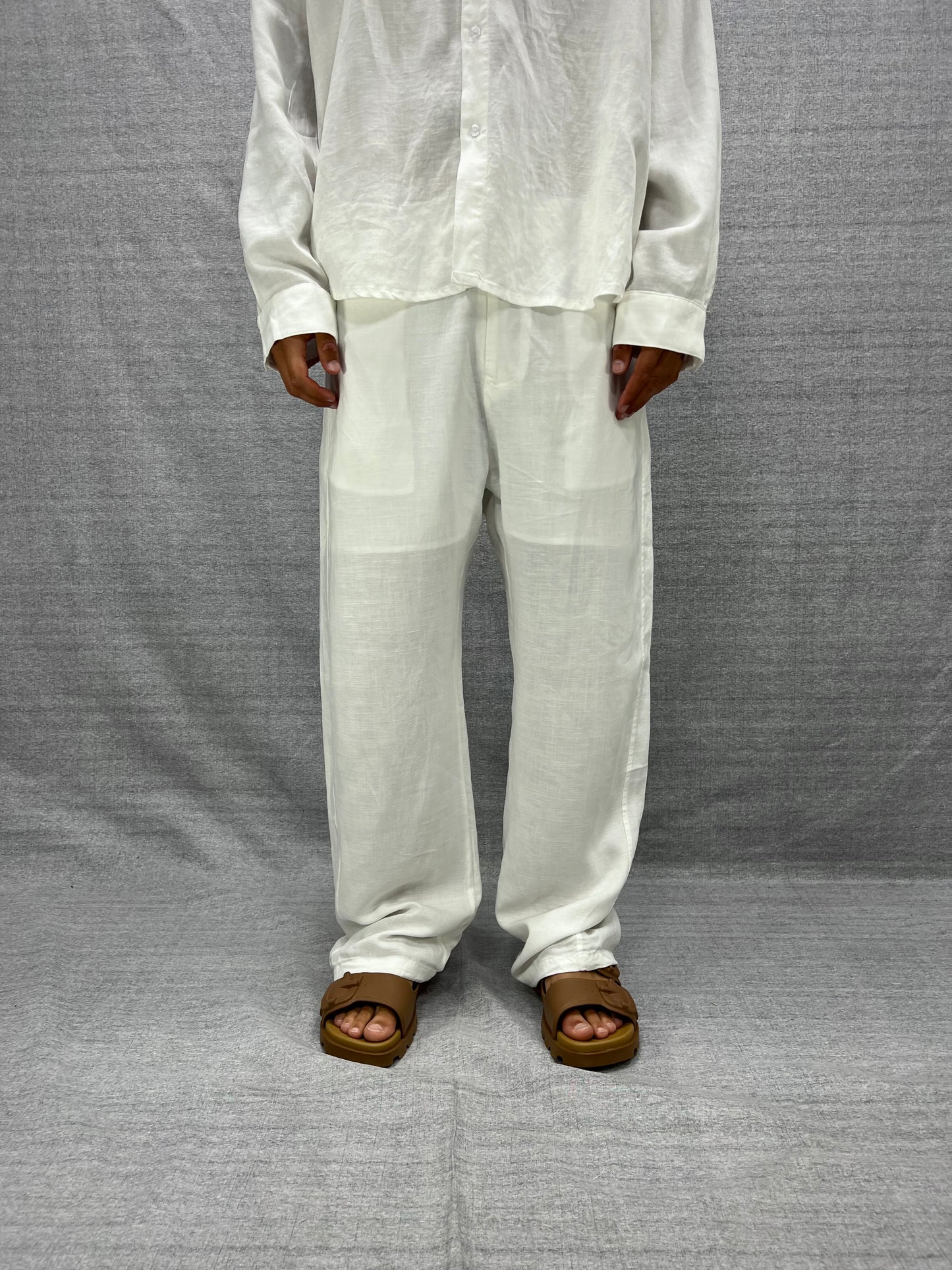 COORDINATO RELAXED FIT BIANCO IN LINO