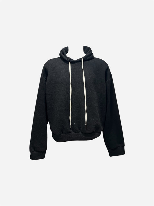 FELPA BOXY CROPPED FIT NERA IN MISTO LANA