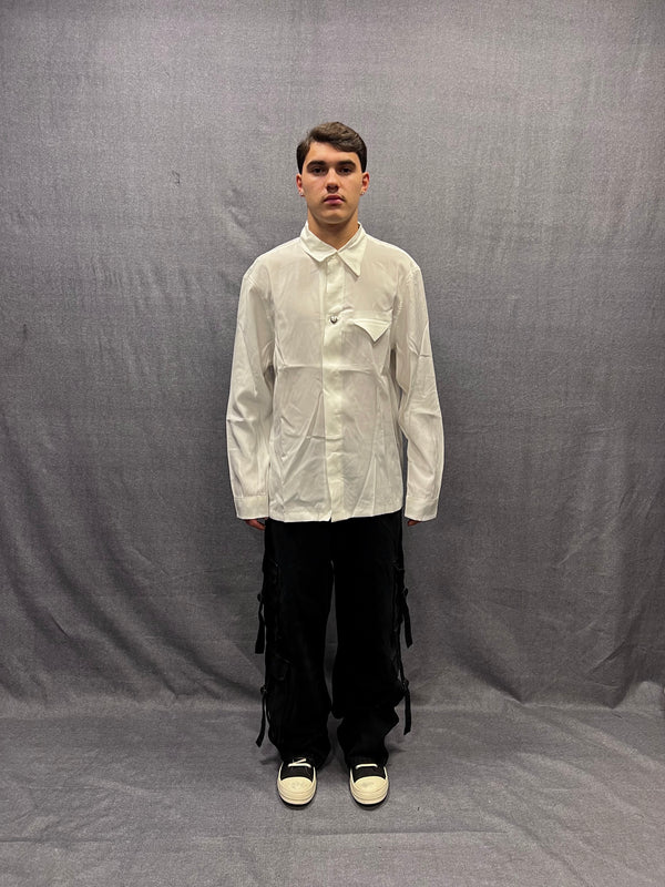 CAMICIA RELAXED FIT BIANCA IN COTONE LUCIDO