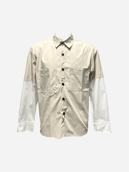 CAMICIA BOXY CROPPED FIT PANNA CON DOPPIA MANICA