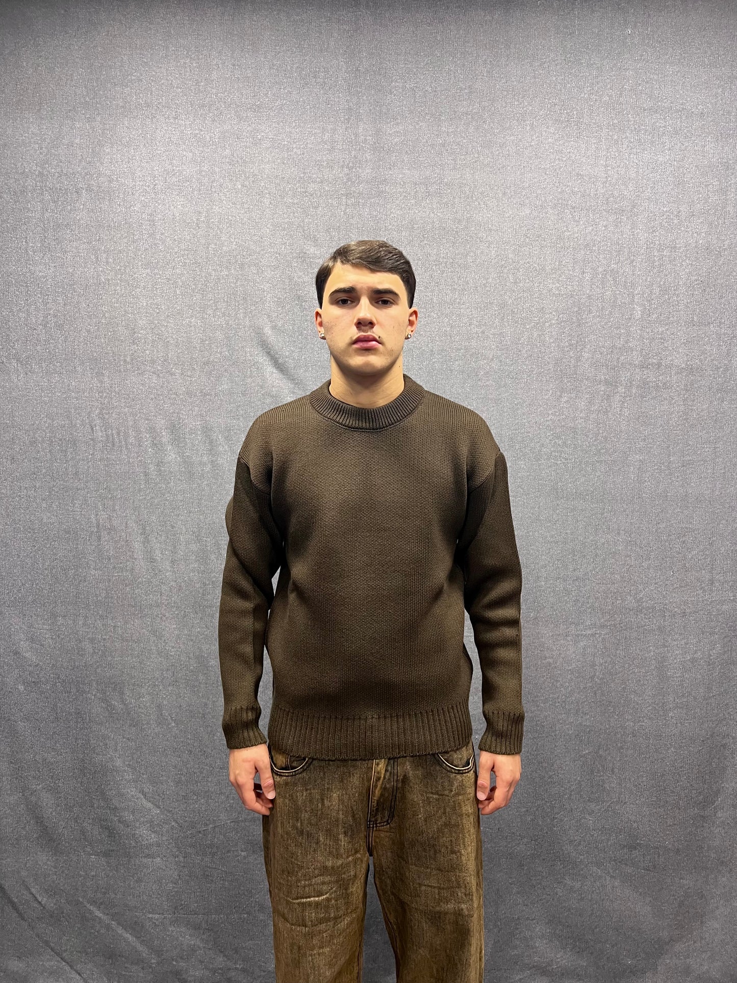 MAGLIONE BOXY FIT MARRONE STRUTTURA