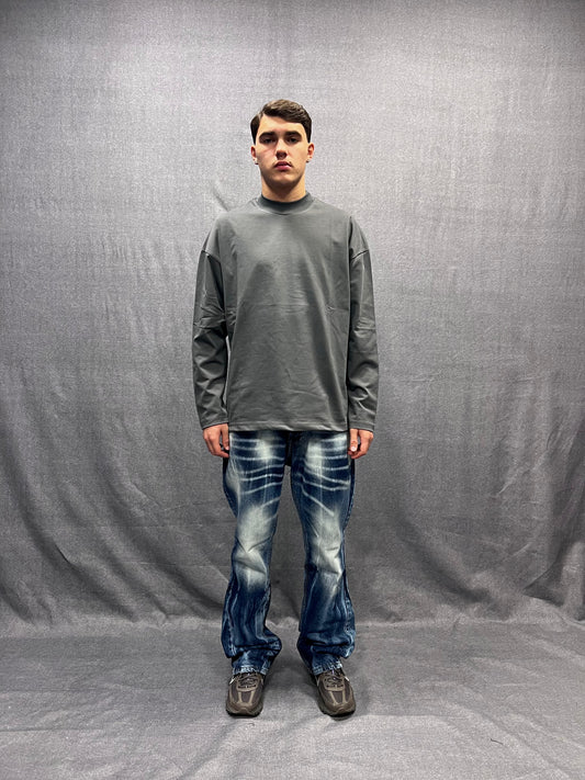 JEANS FLARE FIT BLU INDACO MEDIO LAVAGGIO STONE