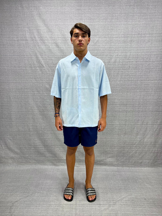 CAMICIA REGULAR FIT AZZURRA E BIANCA A RIGHE