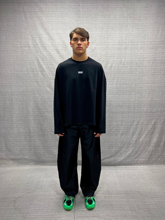 PANTALONI BALLOON FIT NERI IN TESSUTO TECNICO