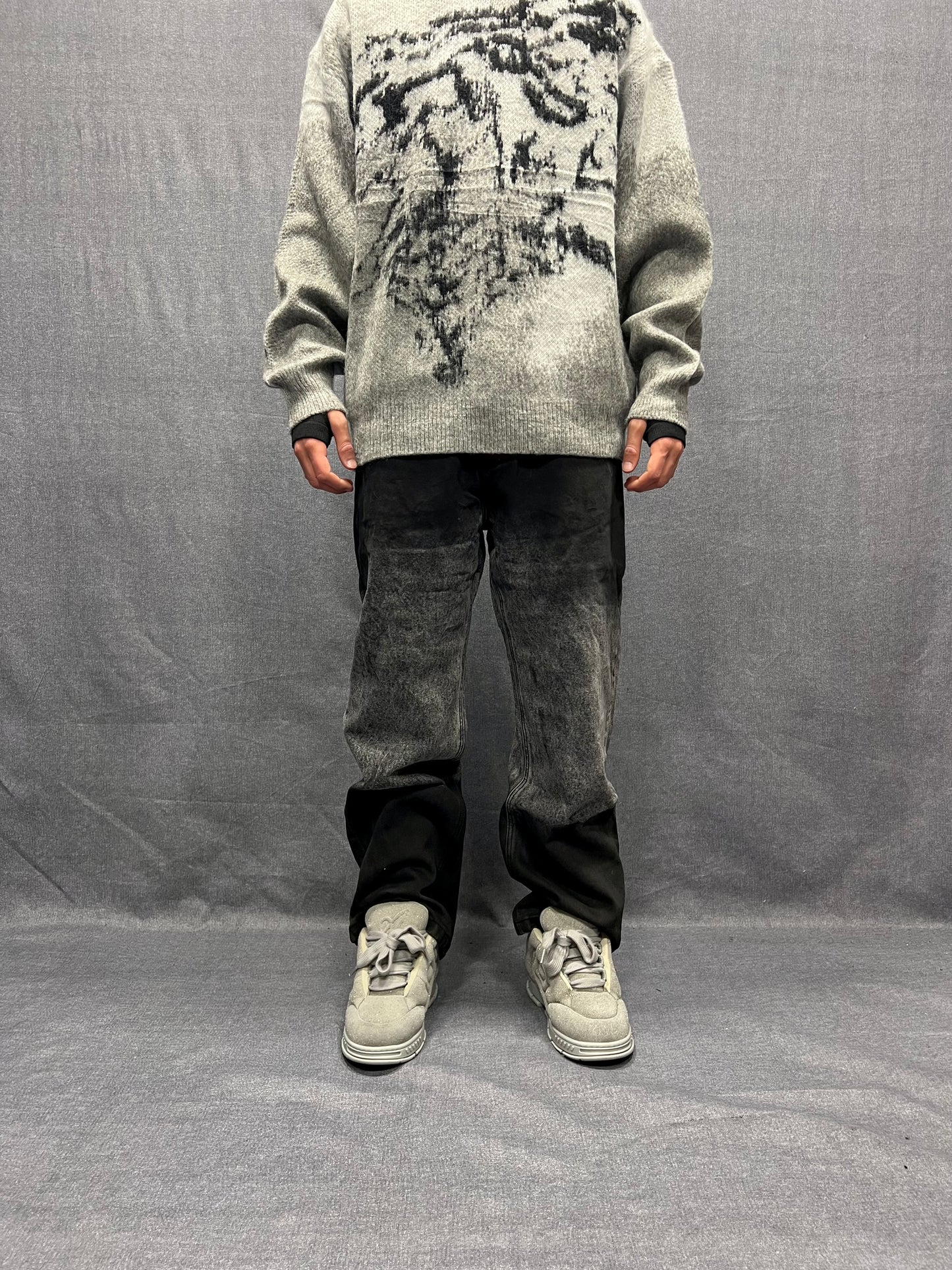 JEANS BAGGY FIT NERI LAVAGGIO STONE DÉGRADÉ