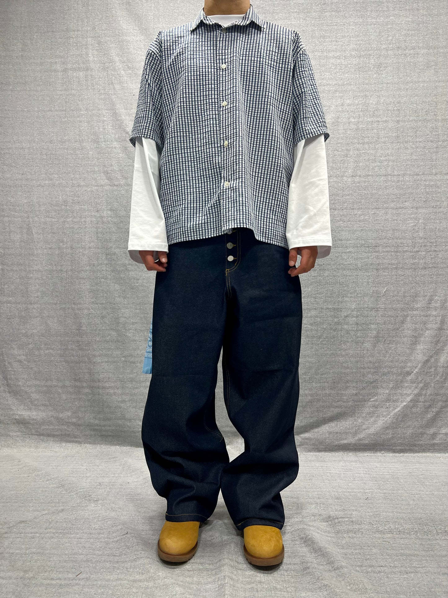 JEANS BALLOON FIT BLU INDACO SCURO RAW DENIM