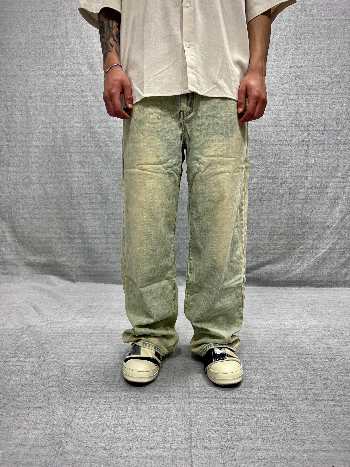 JEANS BAGGY FIT BEIGE CHIARO LAVAGGIO SABBIATO