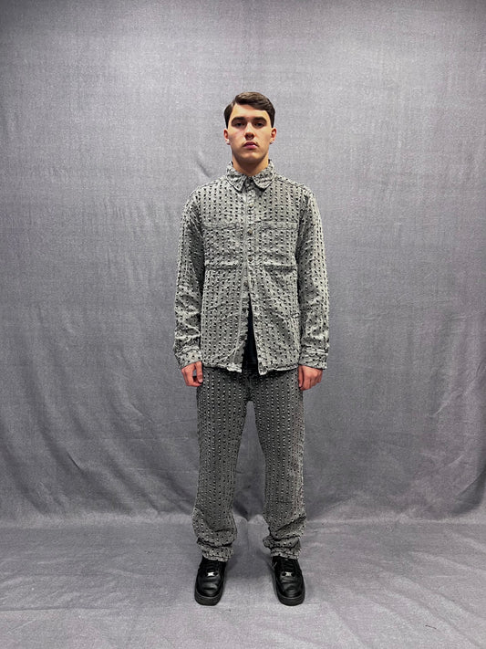 COORDINATO REGULAR FIT GRIGIO CON MICROABRASIONI