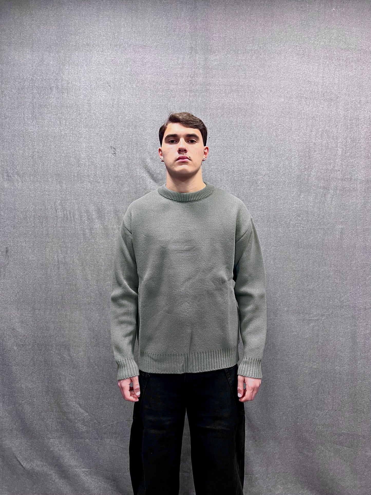 MAGLIONE BOXY FIT GRIGIO STRUTTURATO