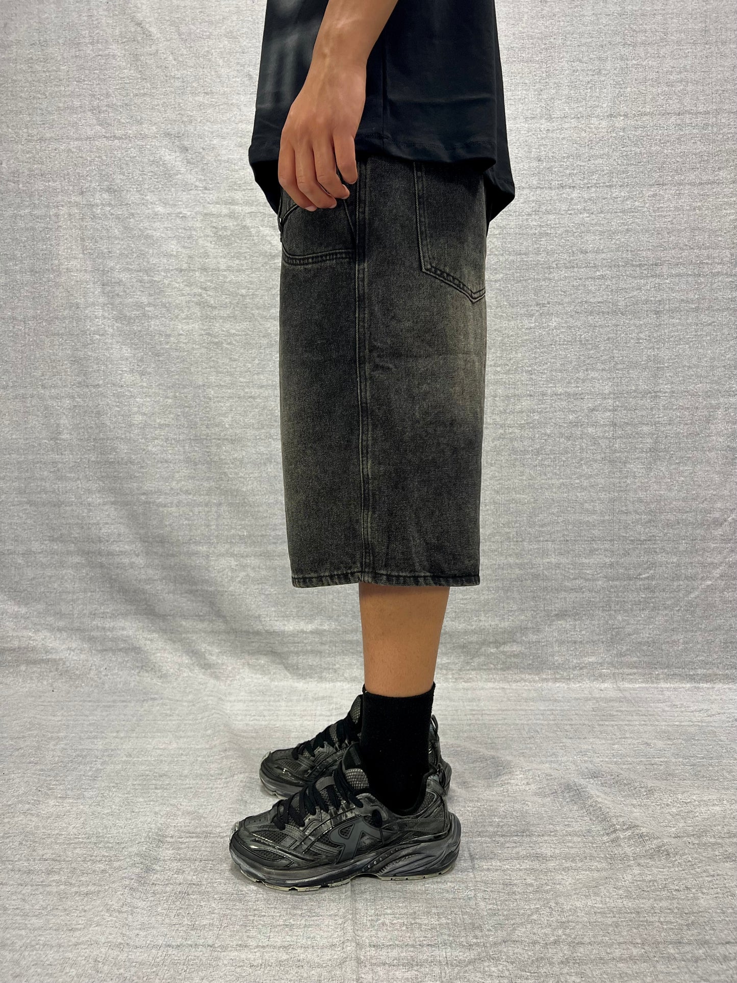 BERMUDA JORTS NERI CON DOPPIO BUSTINO LAVAGGIO STONE